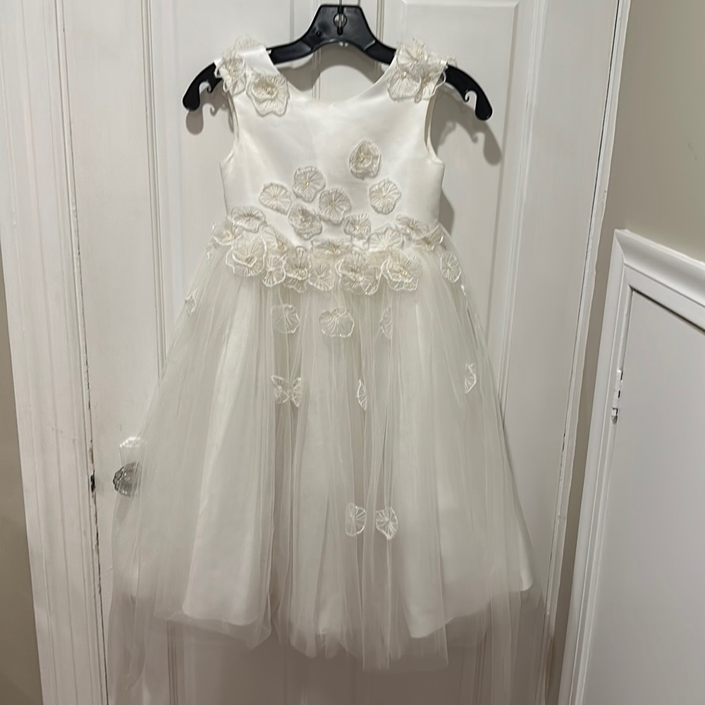 Princess Daliana Emmie Floral Applique Tulle Flower Girl Dress